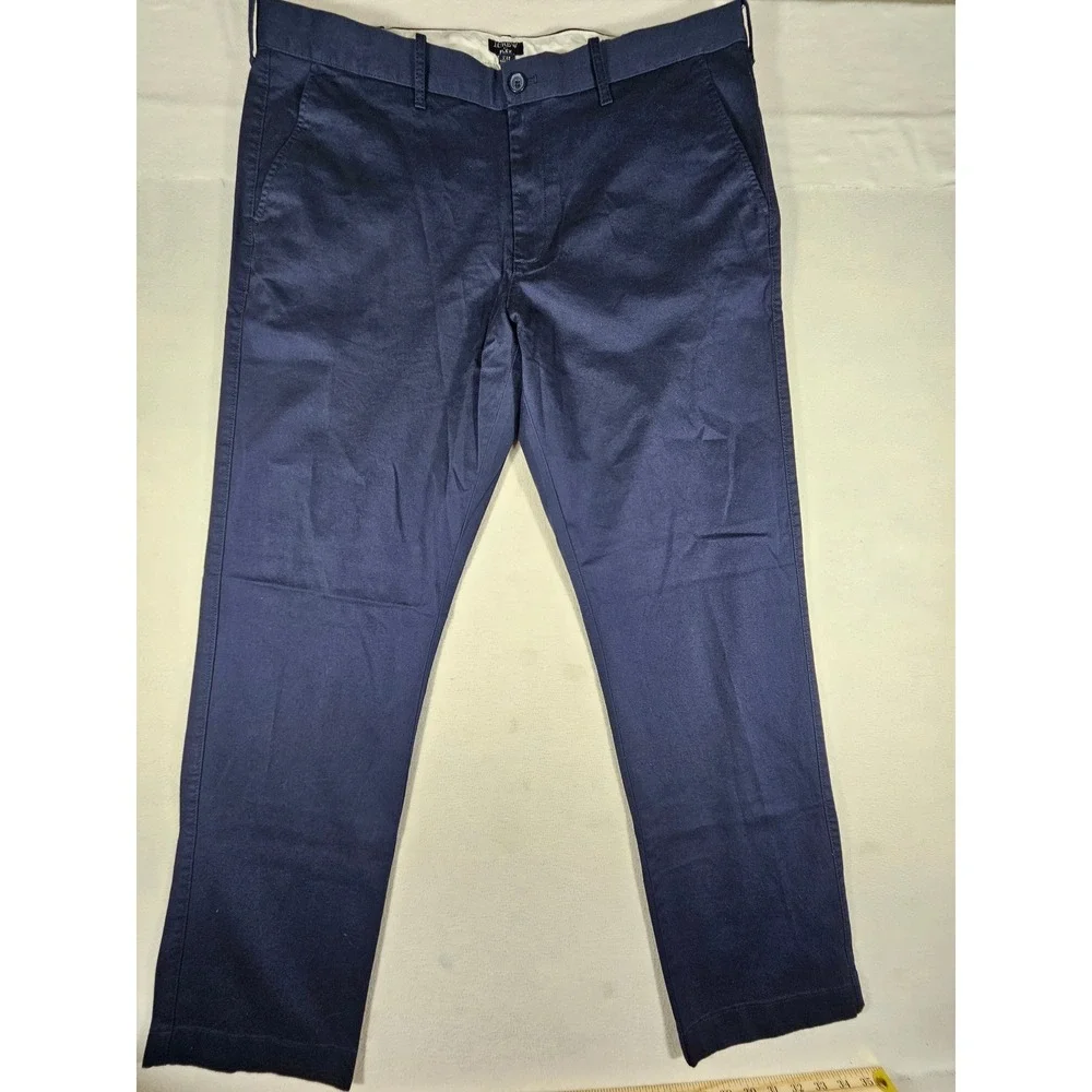 J.Crew Flex Straight Chino Pants Mens 38x32 Navy Blue Stretch Twill H3186 NEW